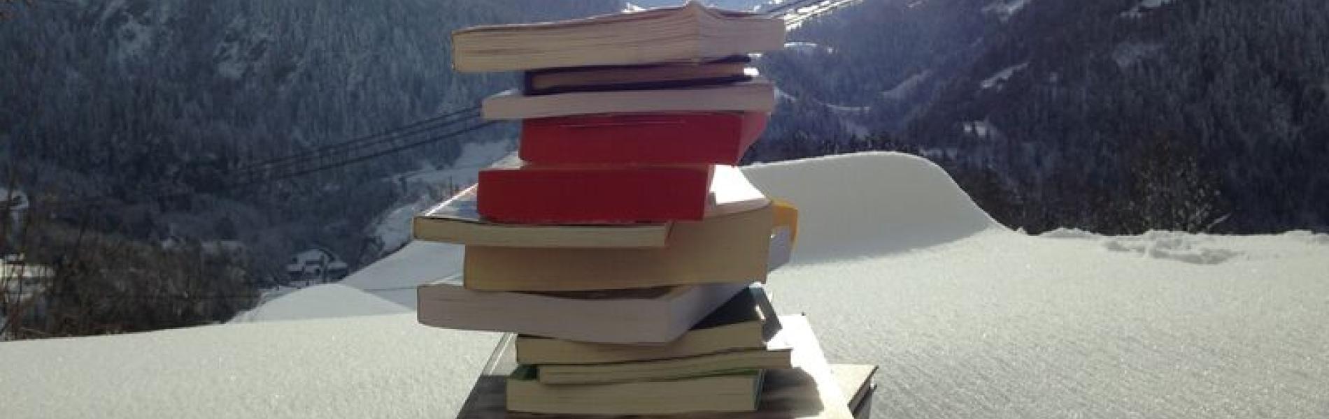 Pile de livres en montagne