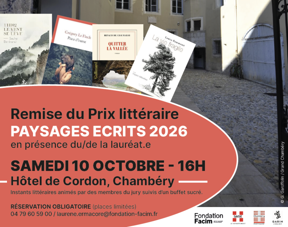 Affiche de la remise du prix littéraire Paysages écrits de la Fondation Facim 2026