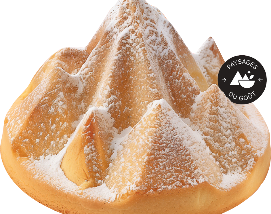 gâteau de Savoie en forme de sommets montagneux