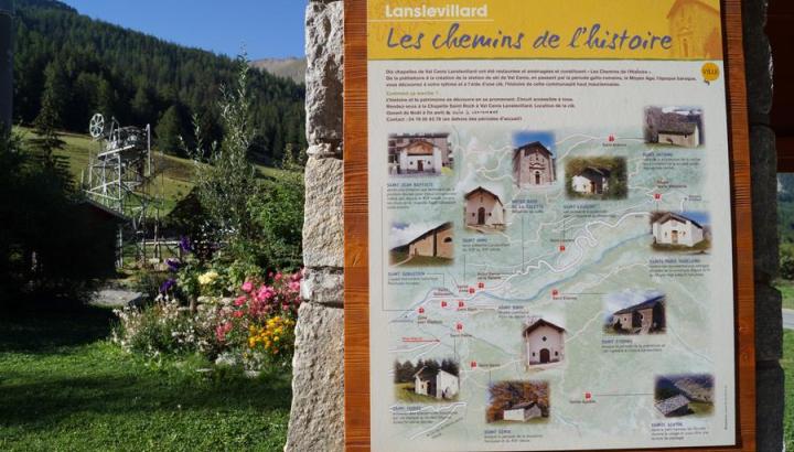 Chemins de l'Histoire Lanslevillard - Plan du circuit des Chemins de l'Histoire