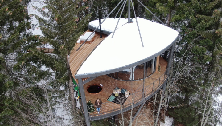 Cabanes entre Terre et Ciel - Cabane Feuille vue aérienne - Cabanes entre Terre et Ciel - la Cabane Feuille vue du ciel