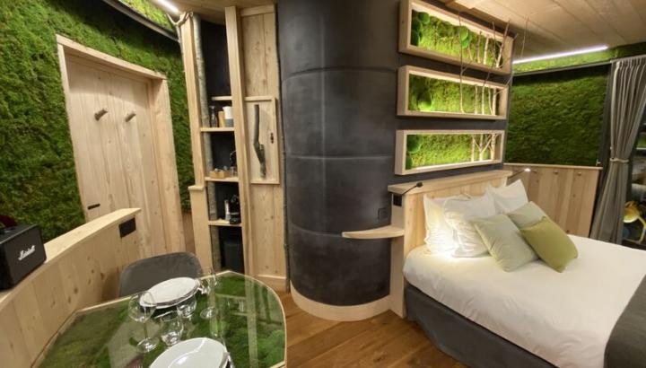 Cabanes entre Terre et Ciel - Cabane Feuille intérieur - Cabanes entre Terre et Ciel - Intérieur de la Cabane Feuille