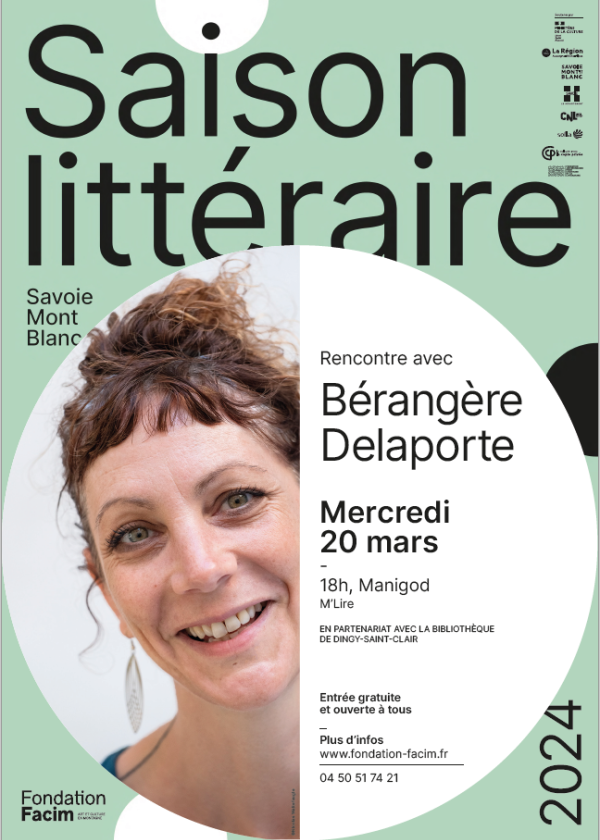 Affiche de la rencontre avec Bérengère Delaporte, Saison littéraire de la Fondation Facim