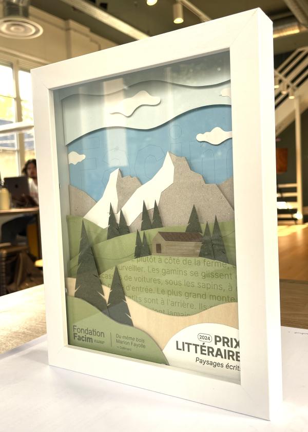 Le trophée du Prix Paysages écrits de la Fondation Facim
